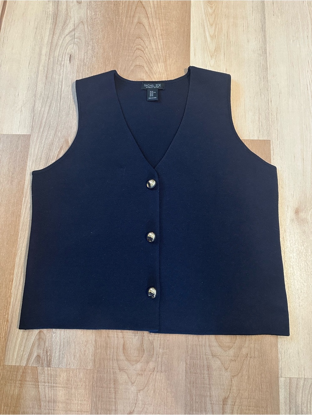 Rachel Zoe Button Black Knit Vest Women's XL